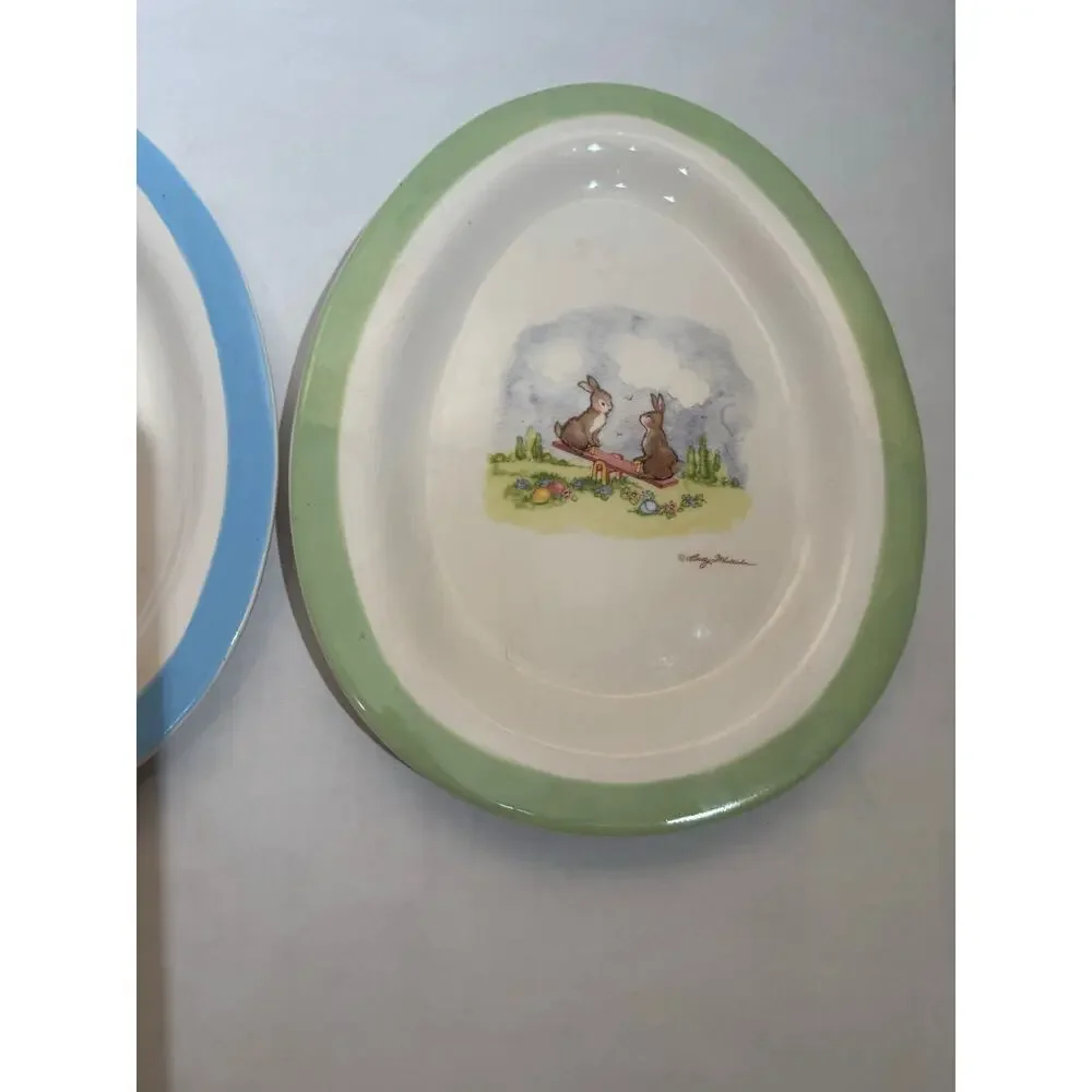 Williams Sonoma egg shaped Easter plates